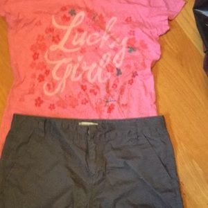 Girls Lucky Brand SS Top XL, Old Navy Shorts 14